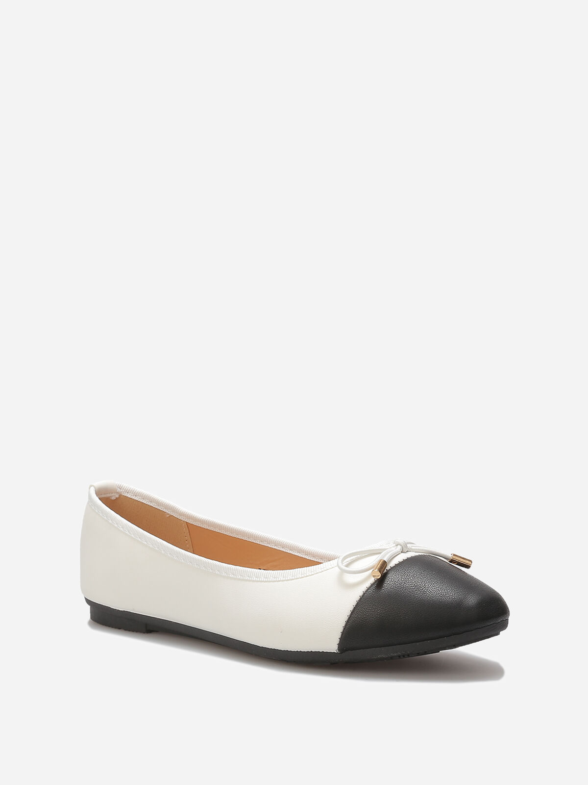 Ballerines bicolore avec nœud- Blanc