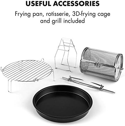Klarstein VitAir Heißluftfritteuse Fritteuse, 1400 Watt, fett-frei Frittieren + Backen + Grillen + Rösten, Halogen-Infrarot-Heizelement, Automatik, Antihaft-Beschichtung, schwarz