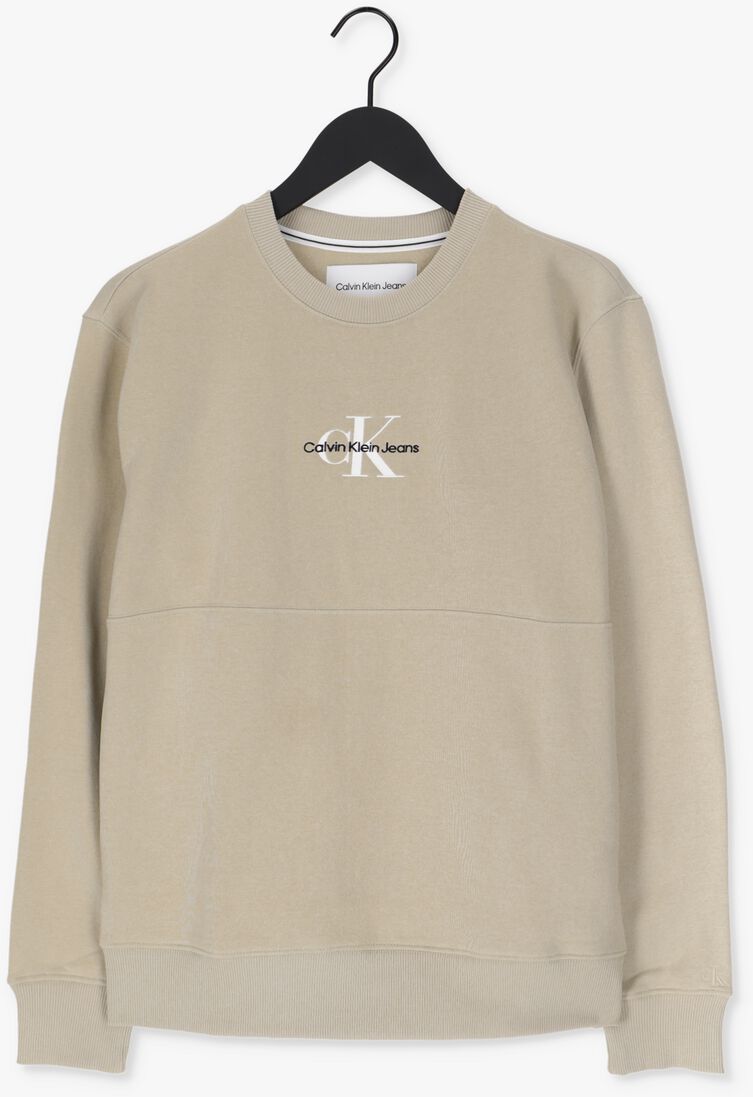 CALVIN KLEIN zand calvin klein sweater monogram logo crew neck