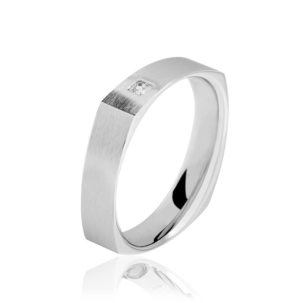 Alliance Carree Brossee Or Blanc Diamant