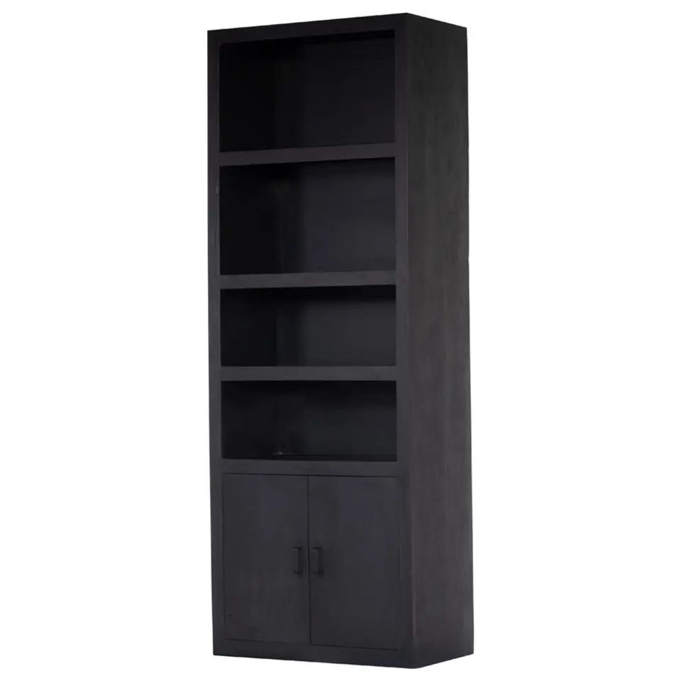 Wandkast Zwart - Mangohout - 80x220cm - Kast Xander