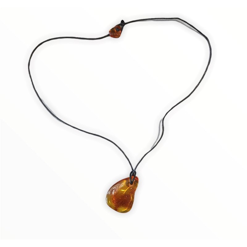 Collier ambre et coton