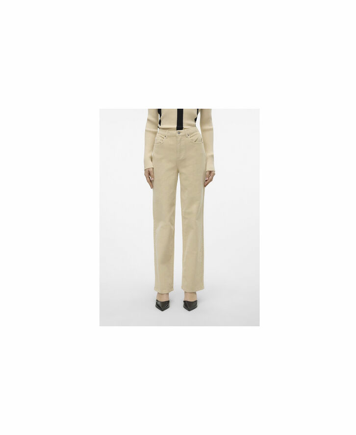 Vero Moda VMTESSA HR WIDE CORUDROY PANTS Oatmeal