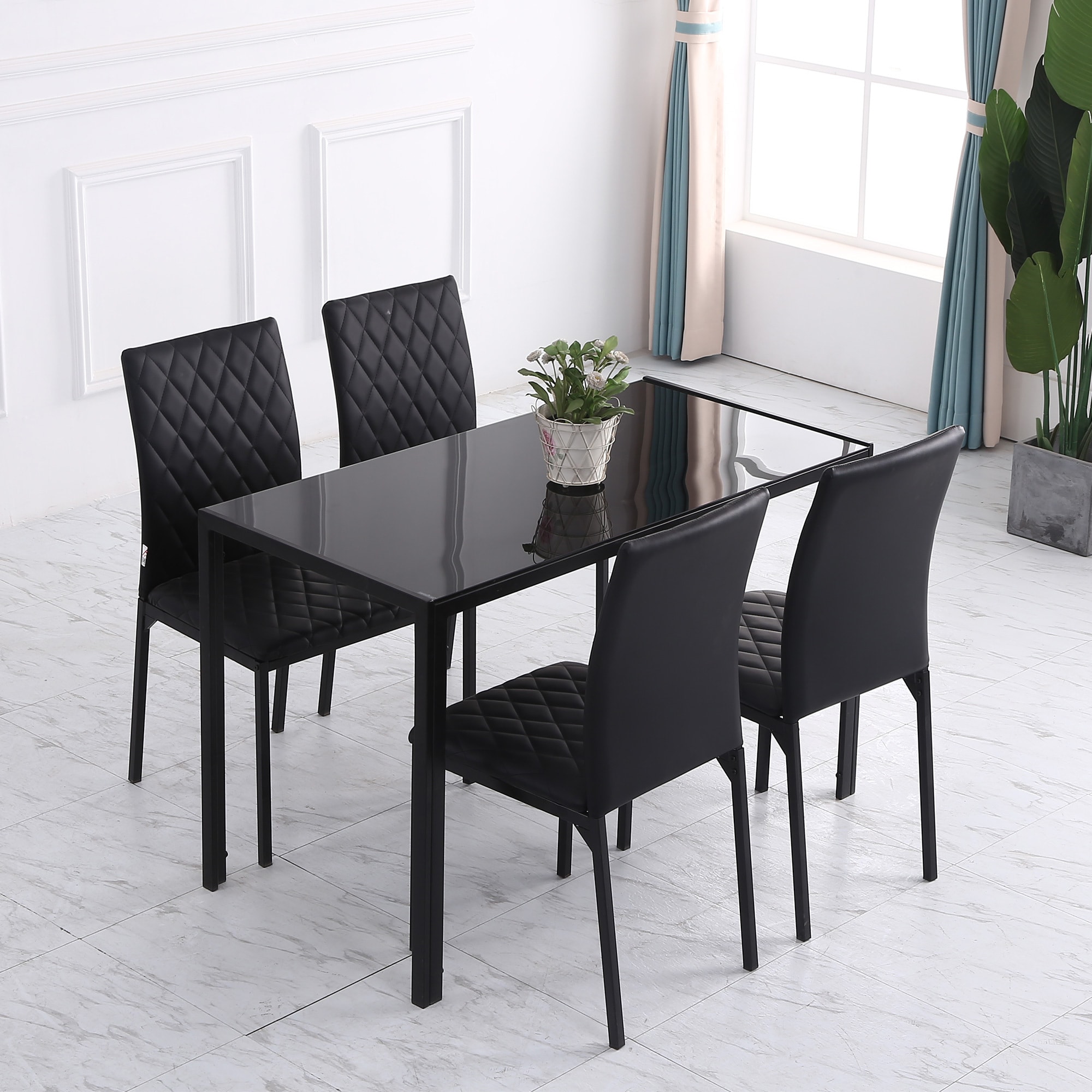 HOMCOM Esszimmerstuhl mit rutschfesten Fußkappen schwarz 41L x 50B x 91H cm