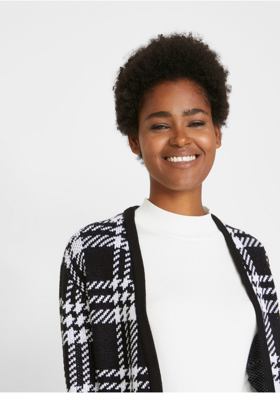 Veste en maille à carreaux avec poches