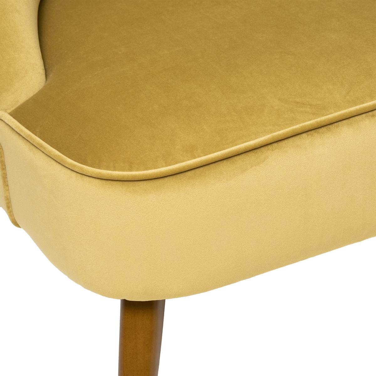 FAUTEUIL VELOURS PIED BOIS NAOVA OCRE