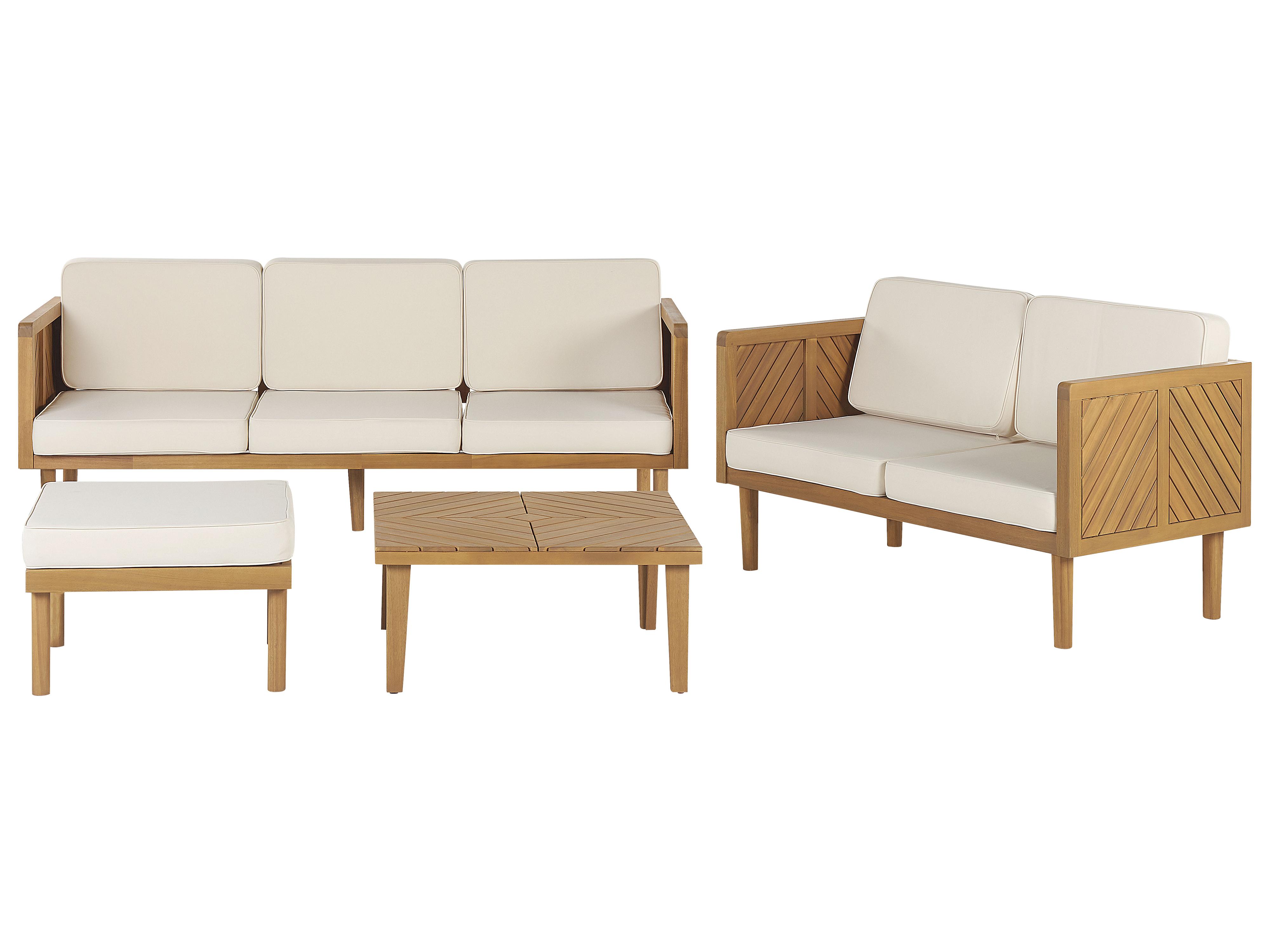 Loungeset met tafel en ottomaan 5-zits BARATTI Acaciahout Bruin