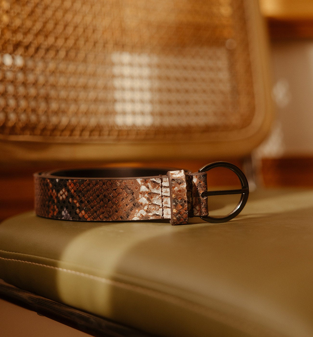 Ceinture en cuir effet python - Imprimé multicolore