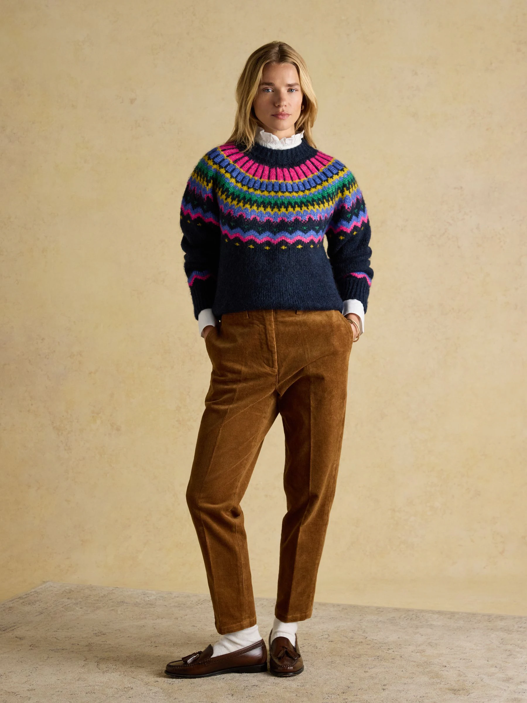 Marineblauw - Joules Charlie Fair Isle Knitted Jumper