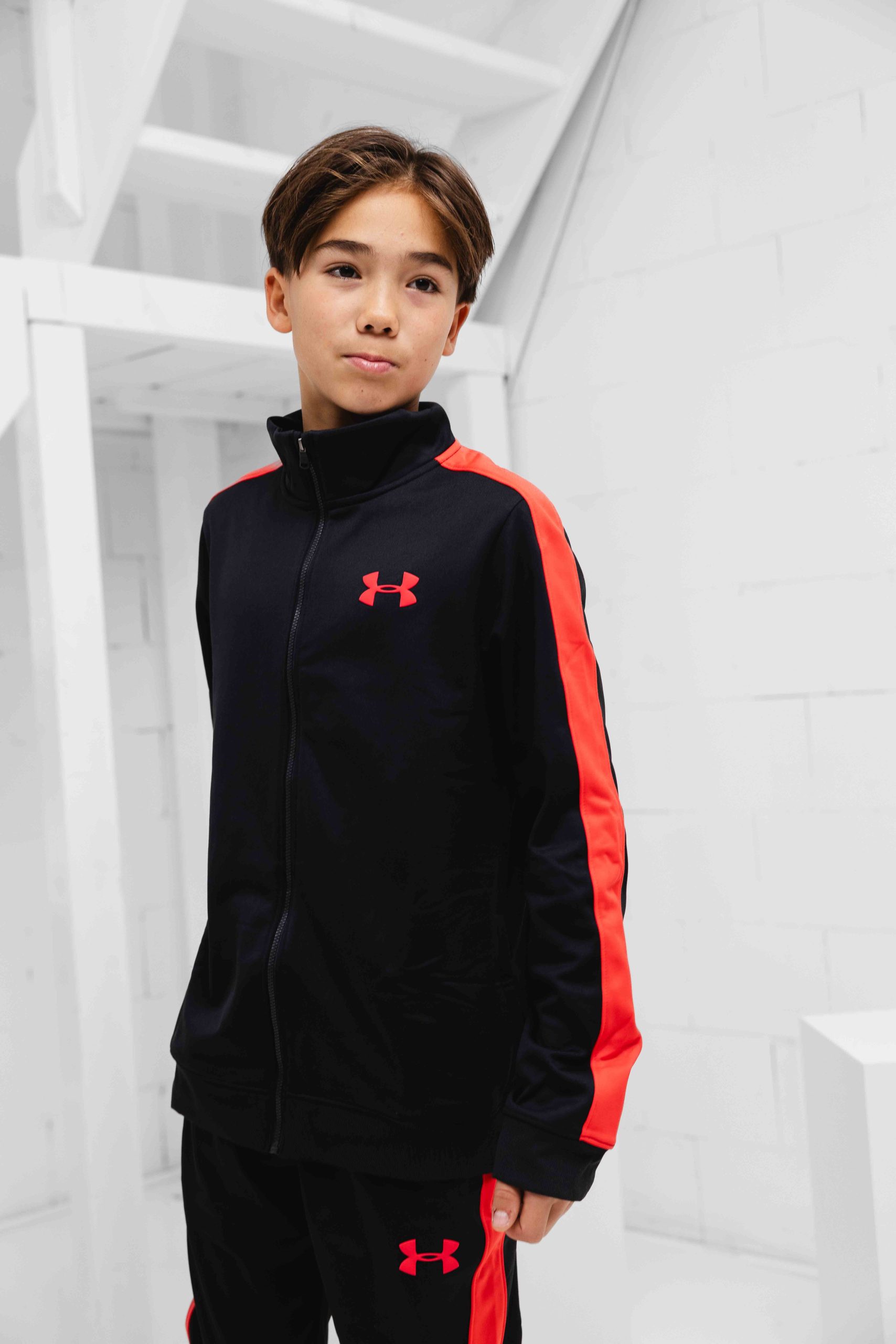 Under Armour Rival Knit Trainingspak Kids Zwart/Rood