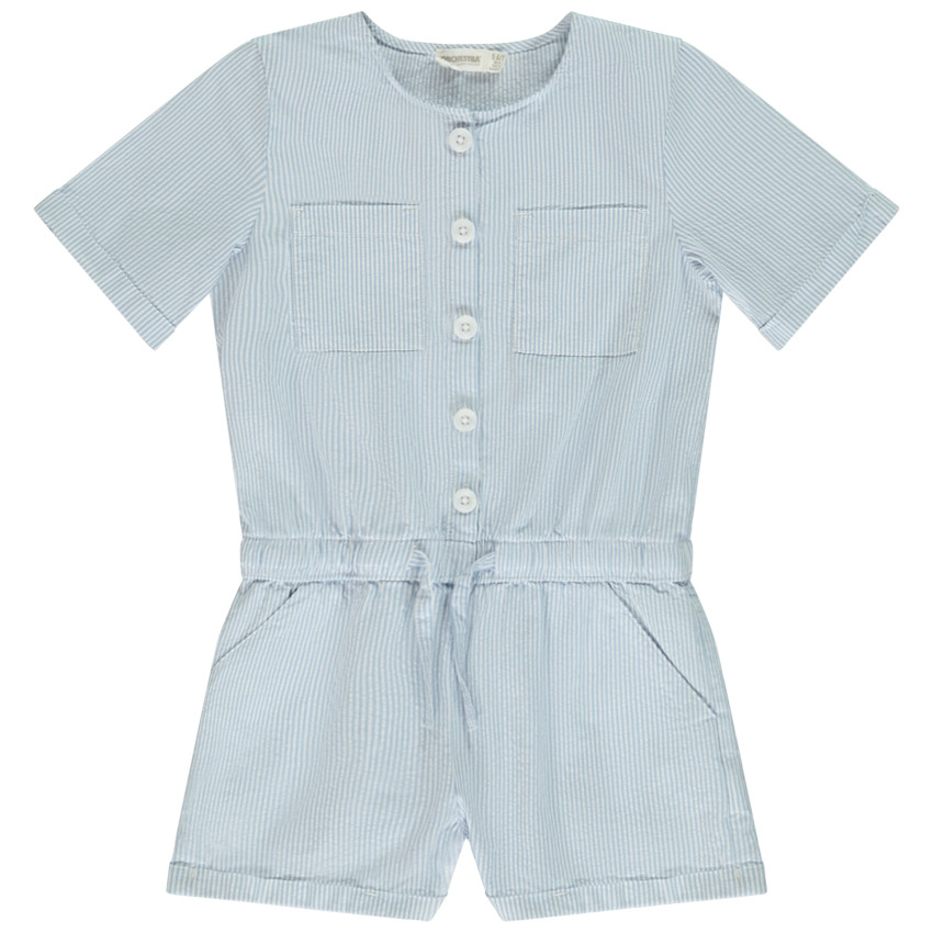 Combishort en seersucker rayé pour fille