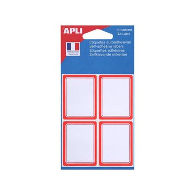 Apli Agipa - 32 Étiquettes scolaires cadre rouge - 38 x 50 mm - réf 111959