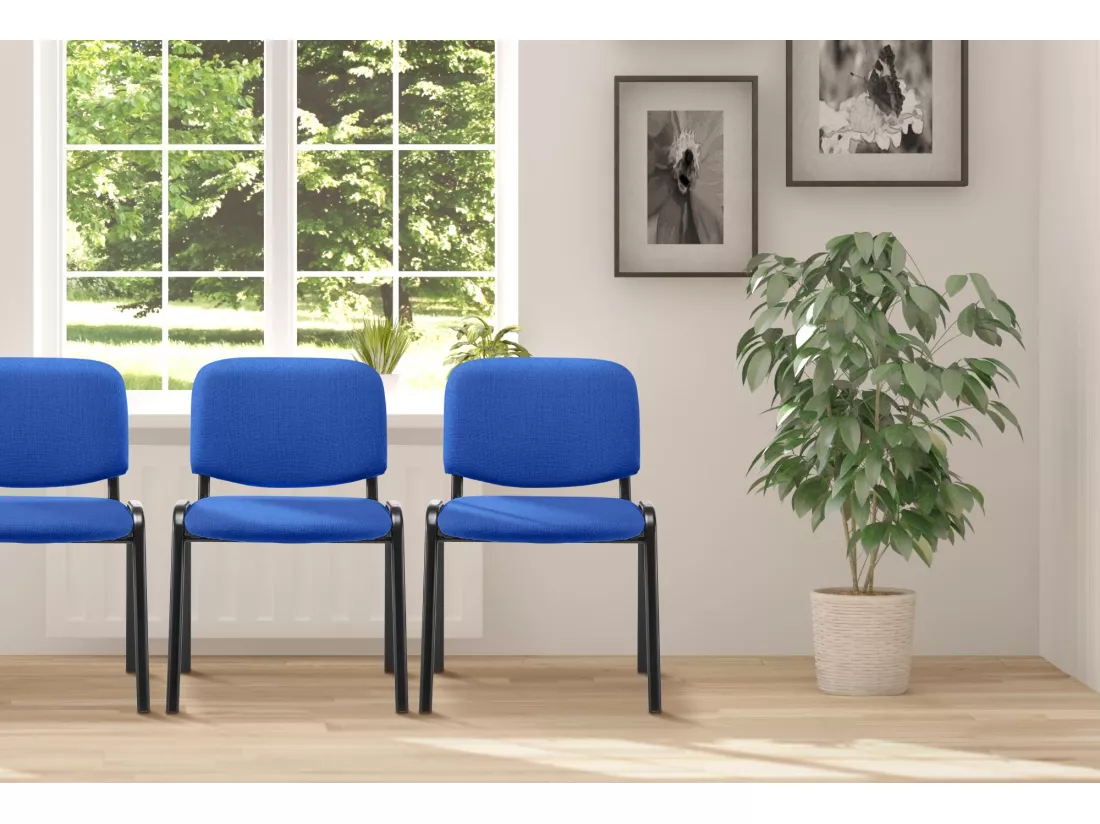 Chaise de conférence - Tissu & Métal noir mat - Bleu - Ken