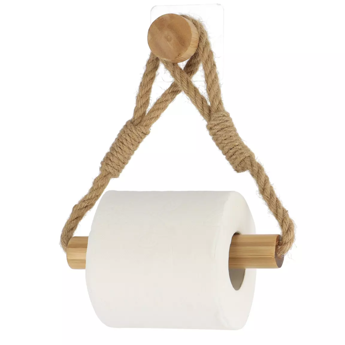 Dérouleur de papier toilette adhésif bambou et corde Easy Chic Naturel