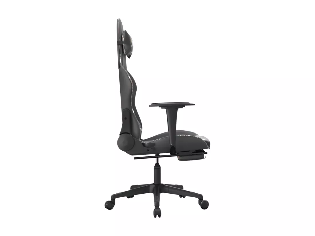 Chaise de jeu avec repose-pied Noir et camouflage Similicuir