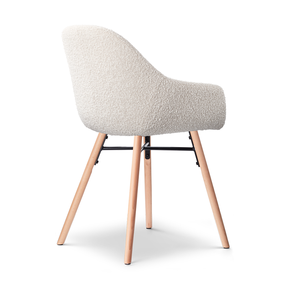 Eetkamerstoel Nena-Mae bouclé beige - naturel onderstel