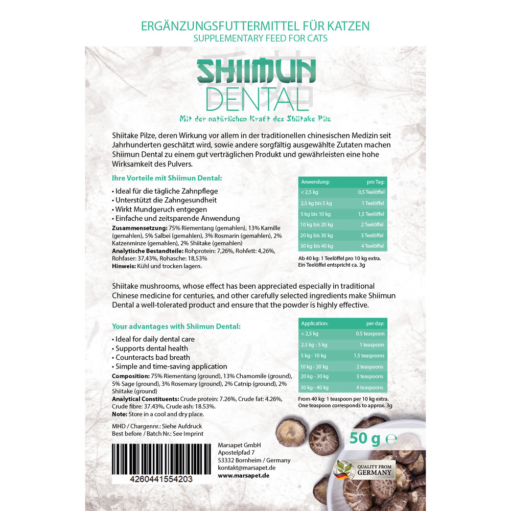 Poudre shiimun dental pour chats - 50g