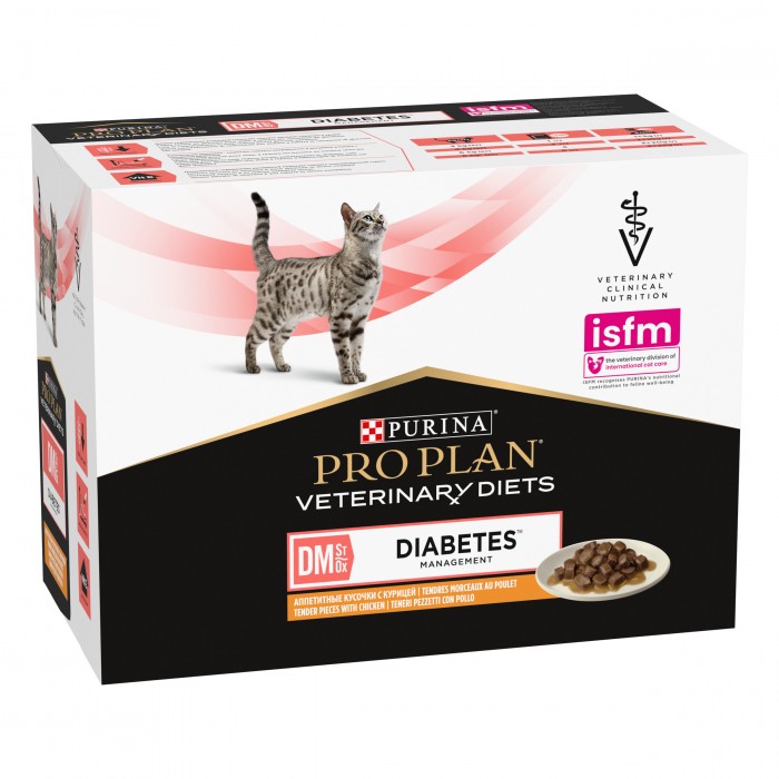 Pro Plan Veterinary Diets DM St/Ox Diabetes Management – Pâtées en bouchées pour chat