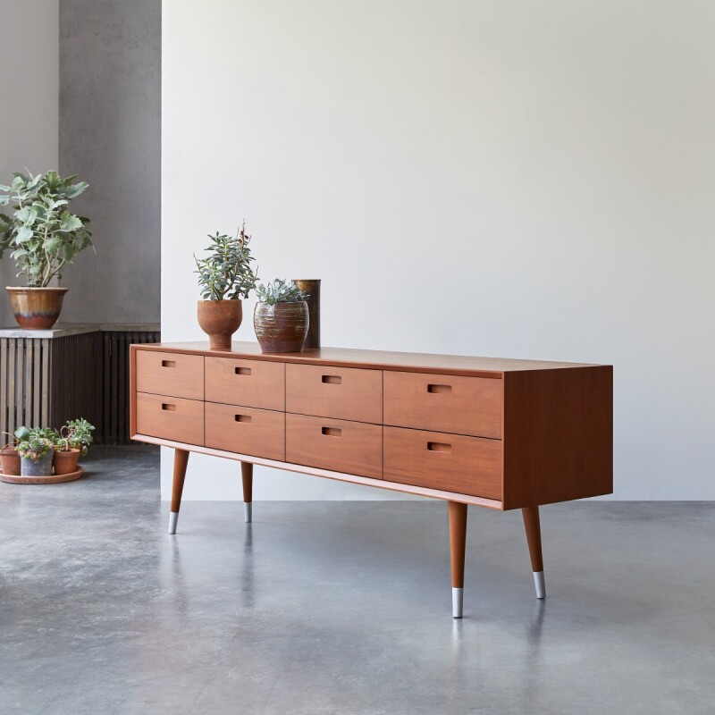 Commode basse en acajou massif Magda 50's