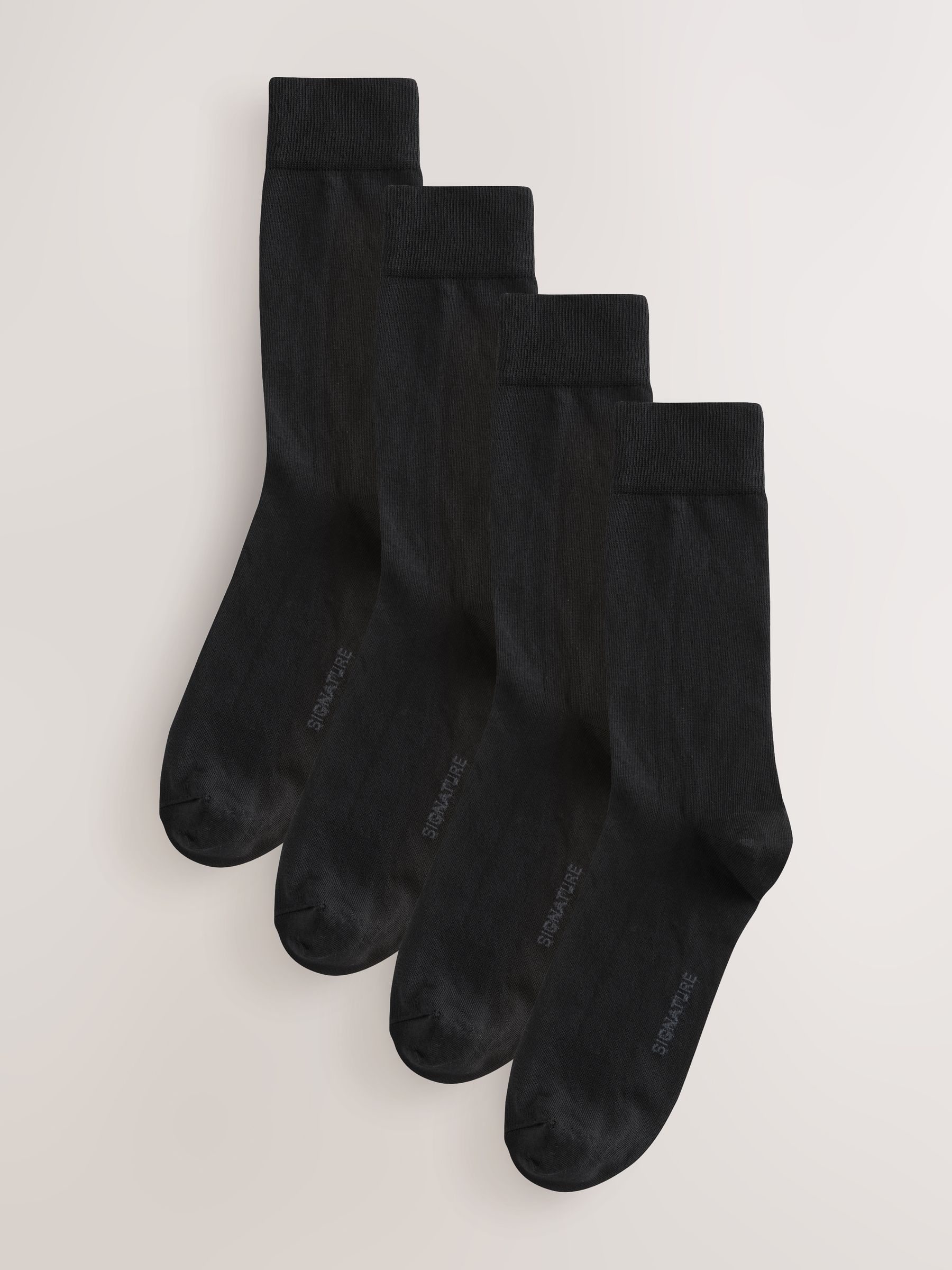 Zwart - Supima Cotton Signature Socks 4 Pack