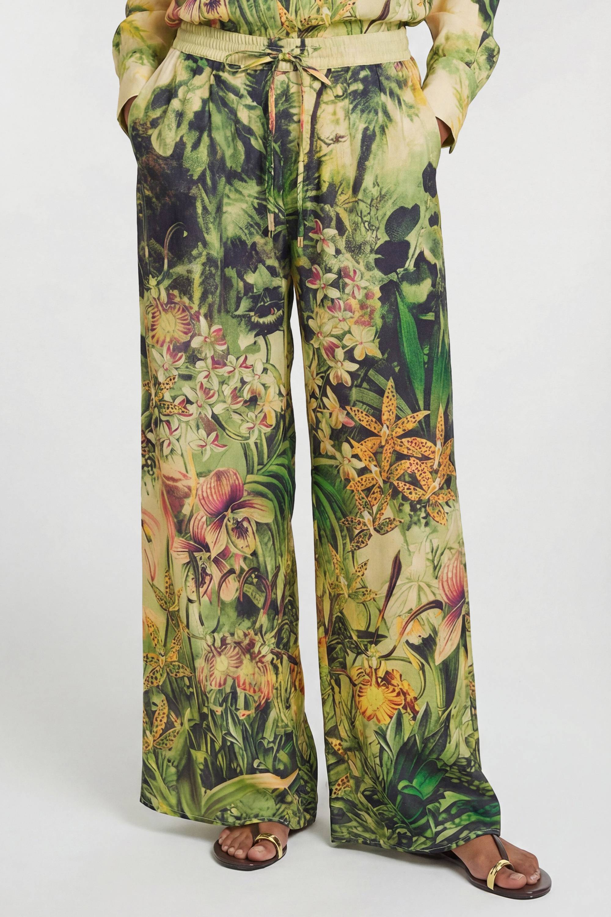 KarenMillen Pantalon Cache-maillot En Viscose Filée Imprimé Tropical Plage