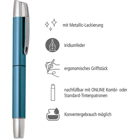 ONLINE Füller Feder M Campus Petrol,Rechtshänder