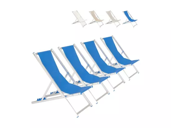 Lot de 4 Chaises longue pliante réglable pour plage et camping COVE