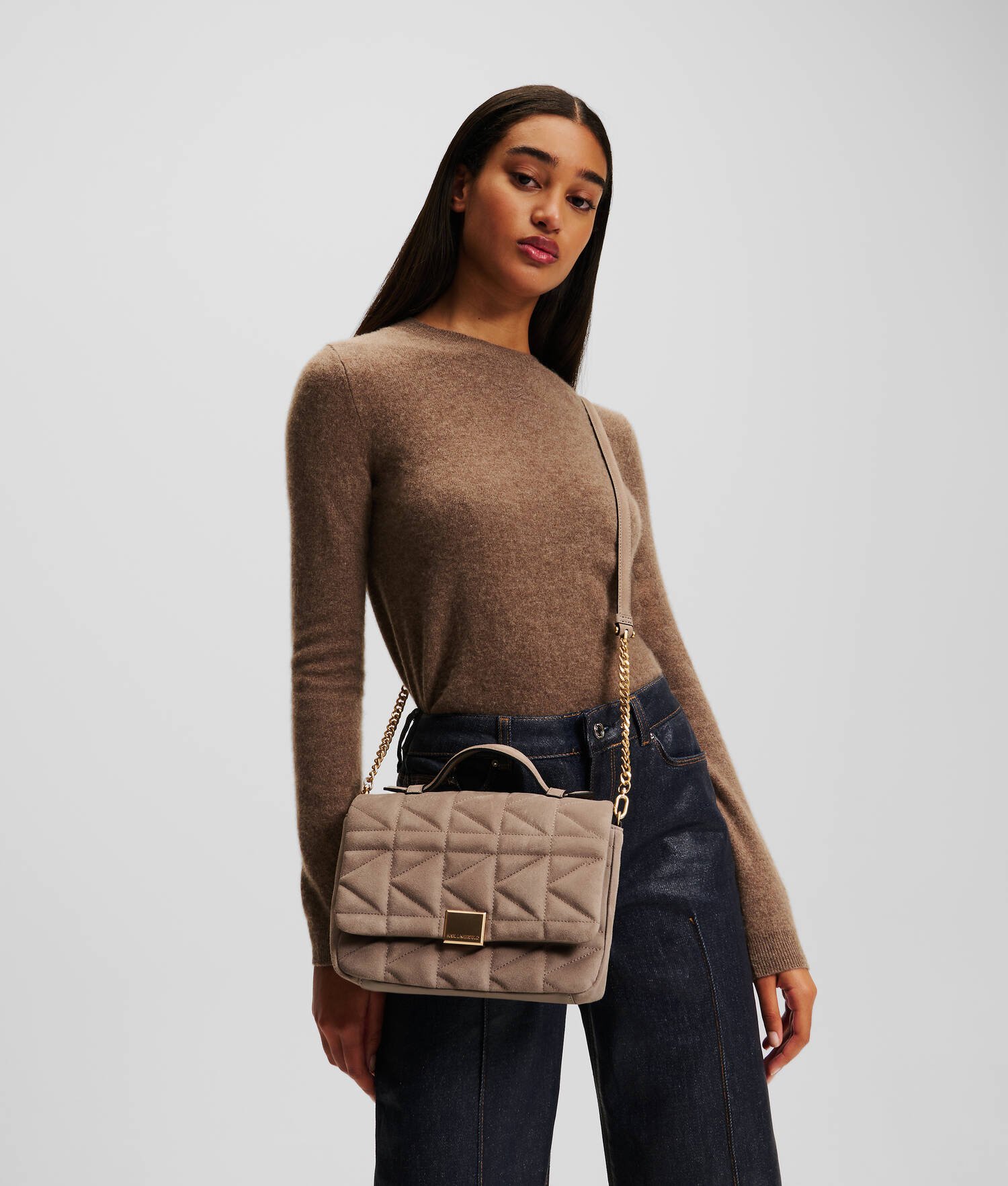 SAC BANDOULIÈRE AVEC ANSE SUPÉRIEURE EN NUBUCK K/KUILT