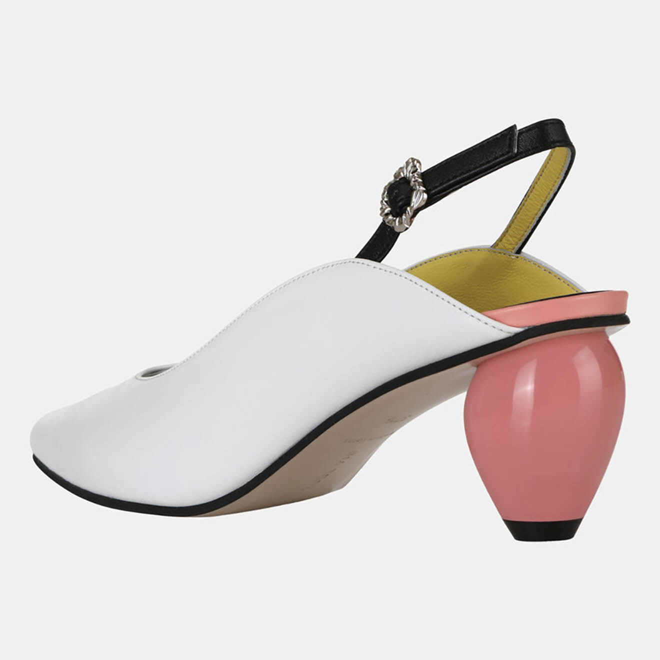 Yuul Yie Slingback en Cuir Slide blanc/rose - Talon 6 cm