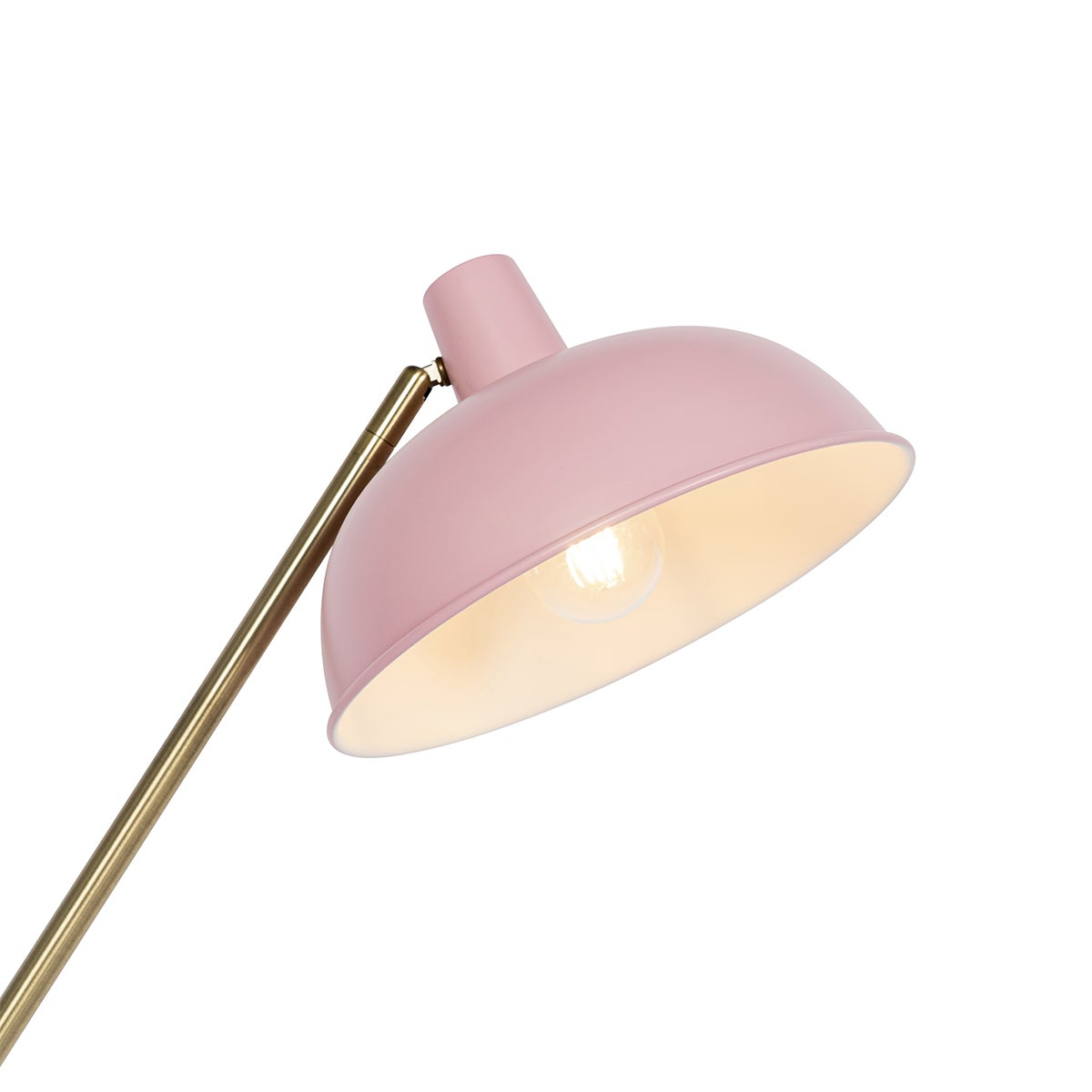 QAZQA - Retro vloerlamp, roze met brons - Milou | Woonkamer | Slaapkamer - Staal, langwerpig - LED-compatibel, E27