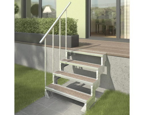 Pertura Tallis buitentrap zonder leuning, 2 stootborden, 100 cm metalen treden