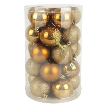 Christmas Goods kerstballen mix kunststof 25 stuks koper Ø 16 cm