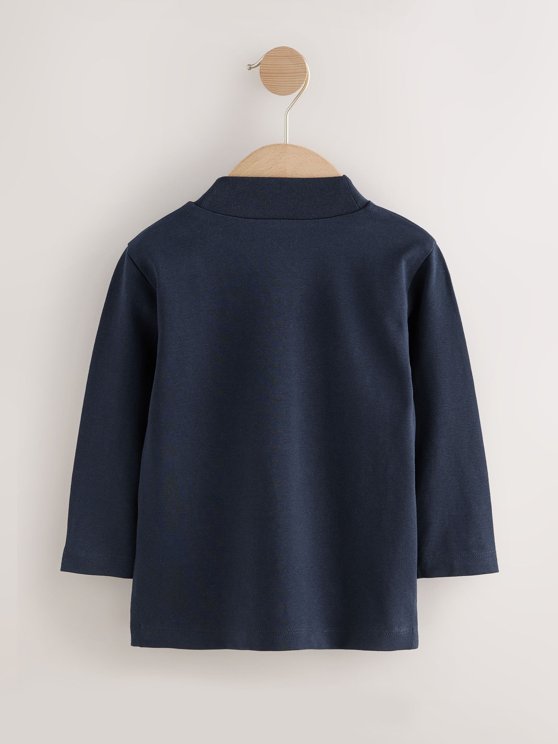 Marineblauw/kiezelkleurig - Set van 2 T-shirts met col en lange mouwen (3mnd-7jr)