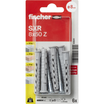 Fischer Constructieplug SXR 8x60mm 6 stuks