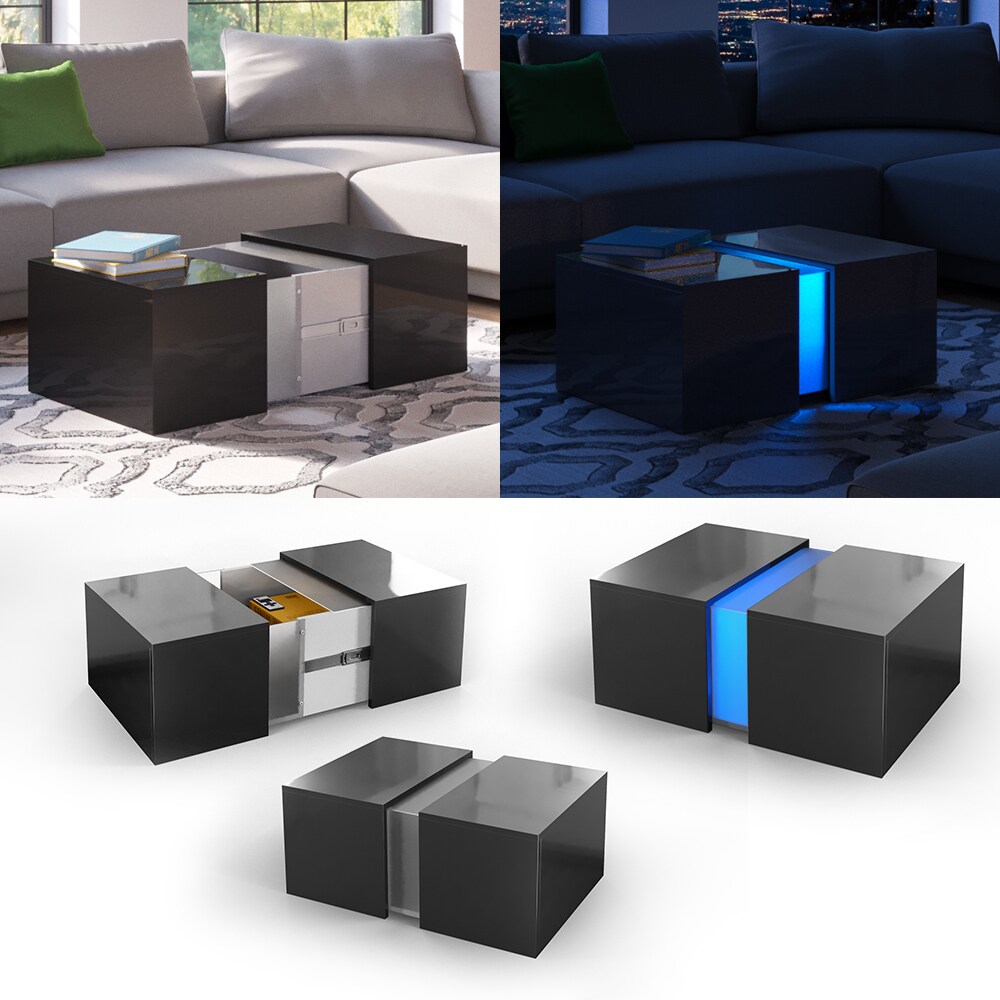 VICCO LED Couchtisch DANDY hochglanz Sofatisch Kaffeetisch Beistelltisch Schwarz