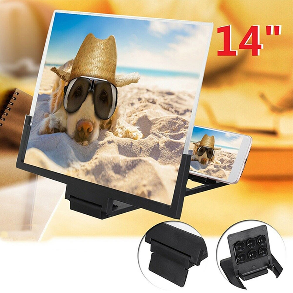Faltbare 3D Handy Lupe 14 Zoll Heimkino Bildschirm Vergrösserungsglas Screen Projektor - Schwarz