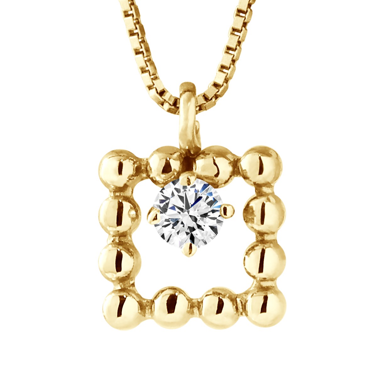 Collier SQUARE Diamants 0,050 Cts Or Jaune