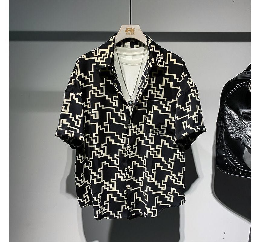 Fluffush - Shirt met korte mouwen, kraag en patroonprint