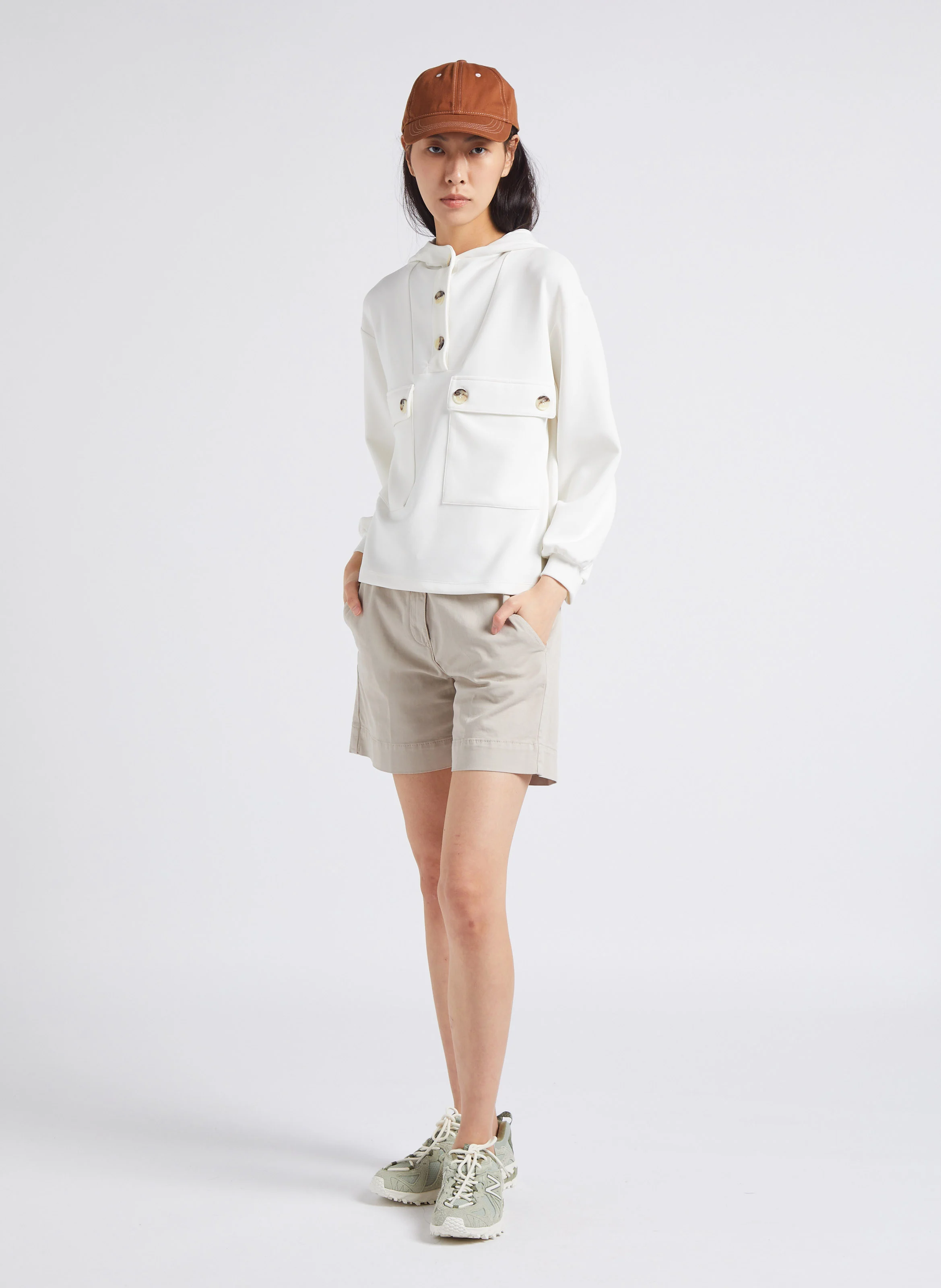 VERMONT - Short large en coton mélangé | Beige
