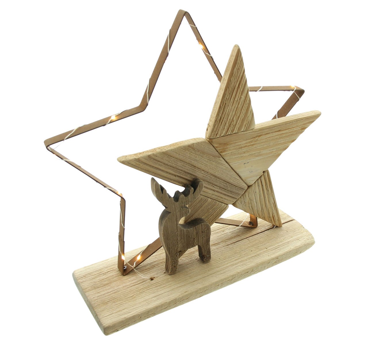 FRANK FLECHTWAREN | LED Decoratieve Lamp Ster, 32 x 10 x 29 cm, zonder batterijen, alleen voor gebruik binnenshuis, HOUT