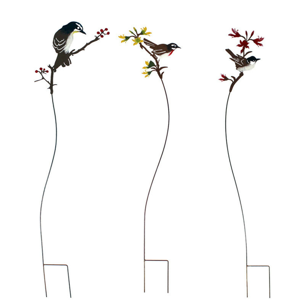 Ensemble 3 tuteurs oiseaux sur branches 20x93cm