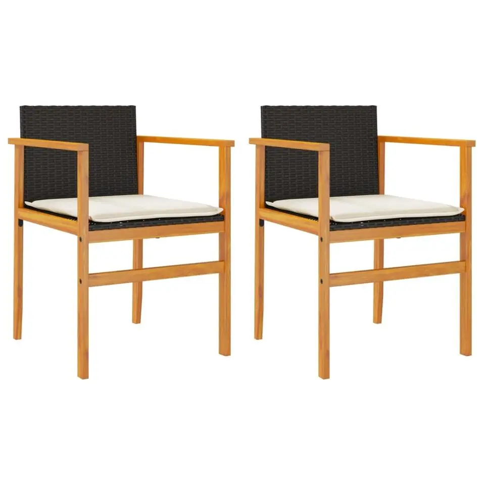 vidaXL - Tuinstoelen - Kussens - Zwart - Poly rattan - 2 stuks - 55x55x78 cm