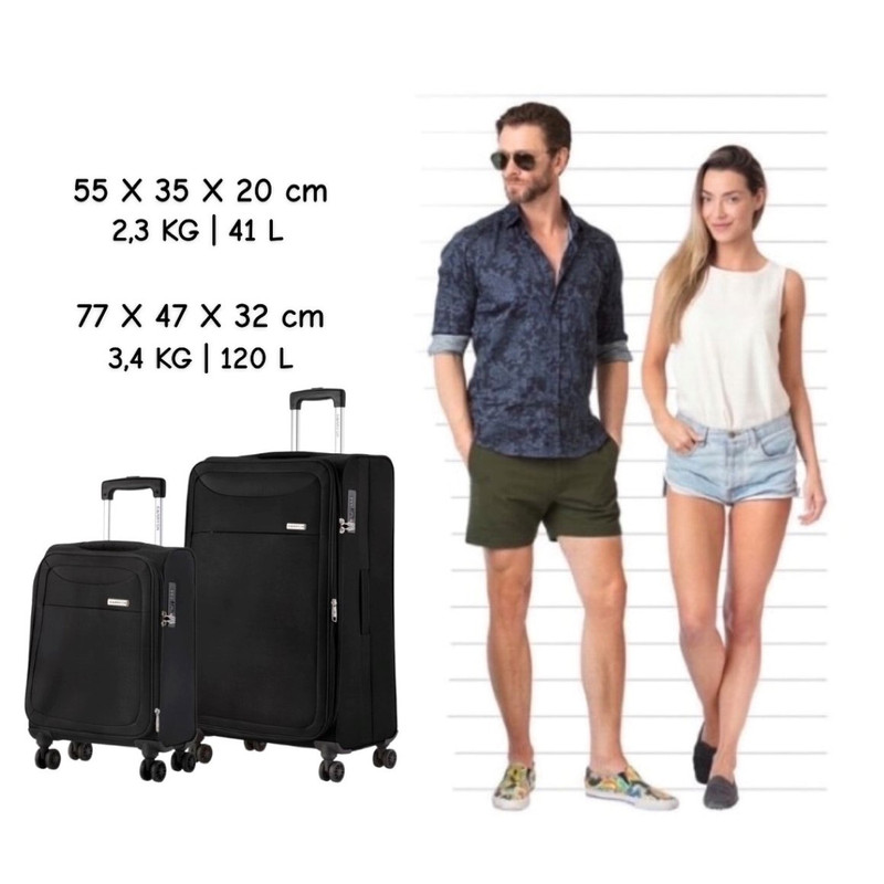 CarryOn Air 2-delig zachte kofferset - Black