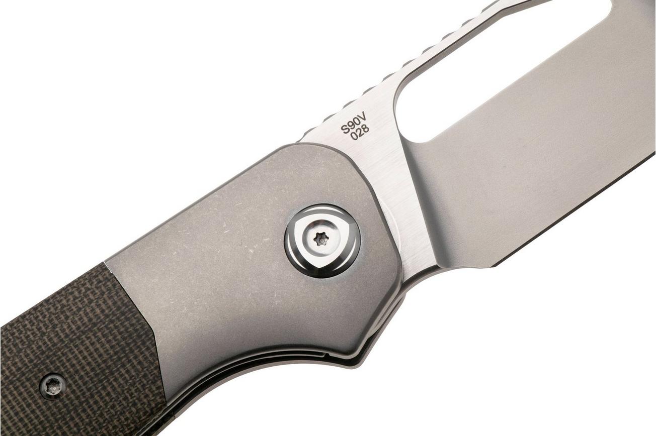 Liong Mah Field Duty 3.5 Bead Blasted S90V, Green Micarta Titanium, zakmes