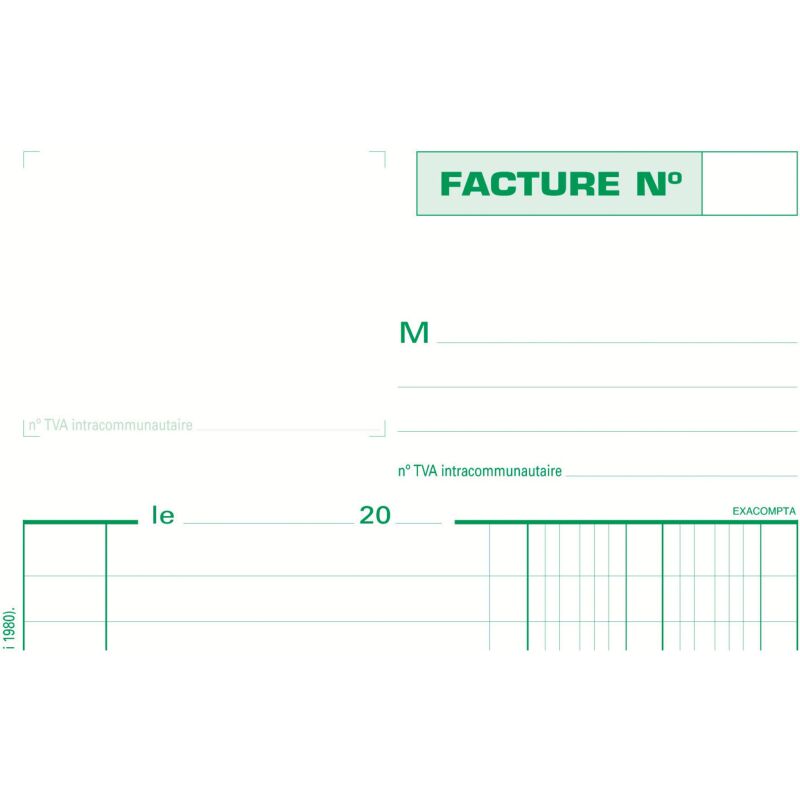 Manifold facture Exacompta autocopiant 14,8 x 21 cm 50 pages double exemplaires