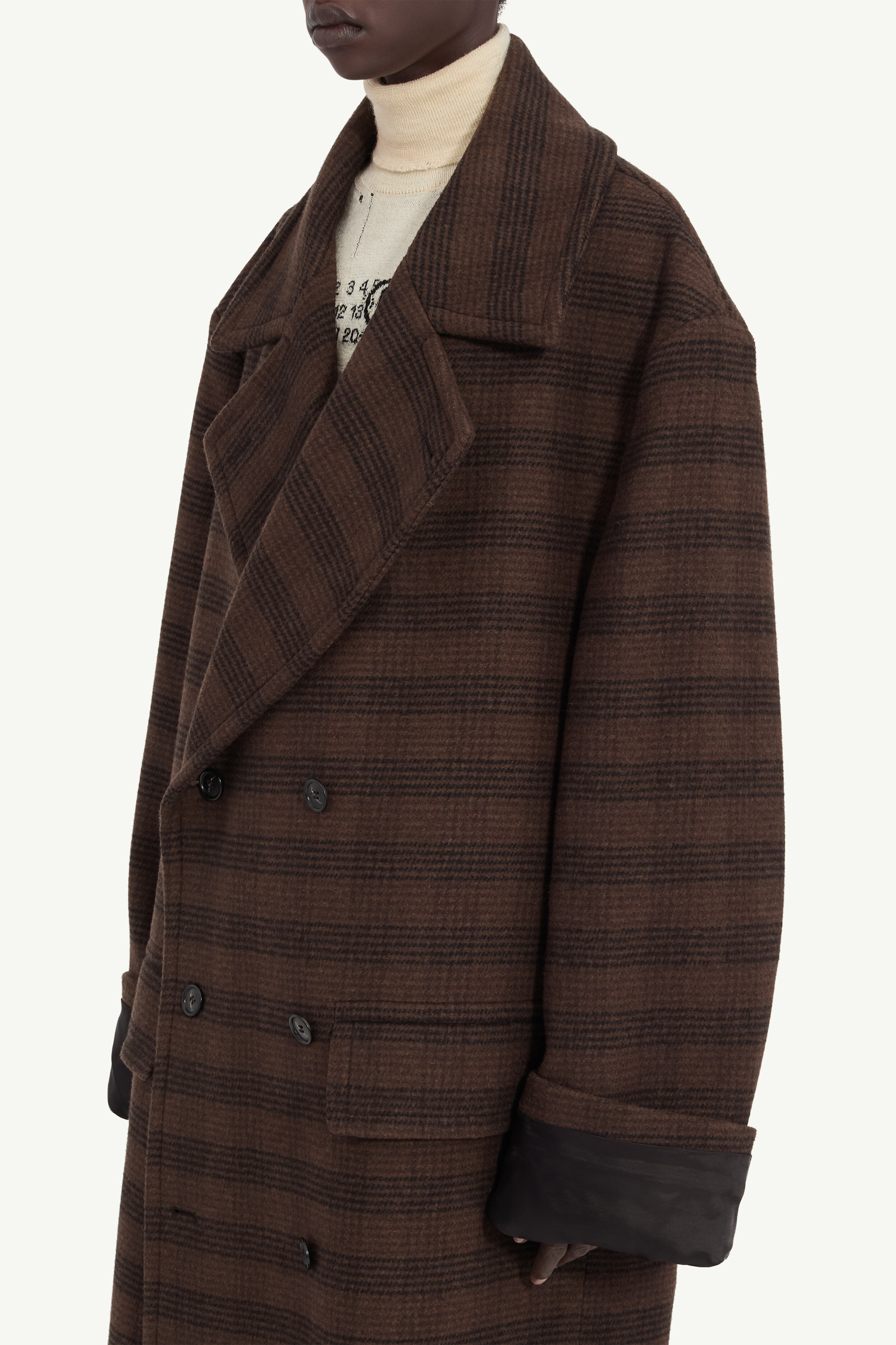Manteau à carreaux en mélange de laine pour femme | MM6