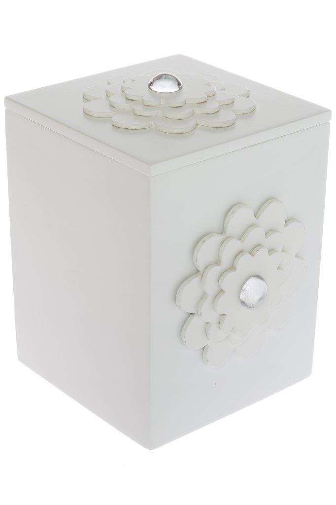 Holzbox MARIANA - weiß - Blumenverzierung