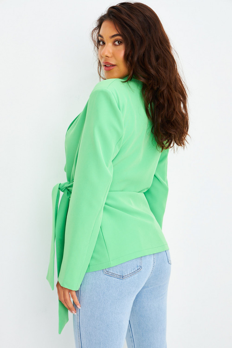Blazer vert ceinture à nouer