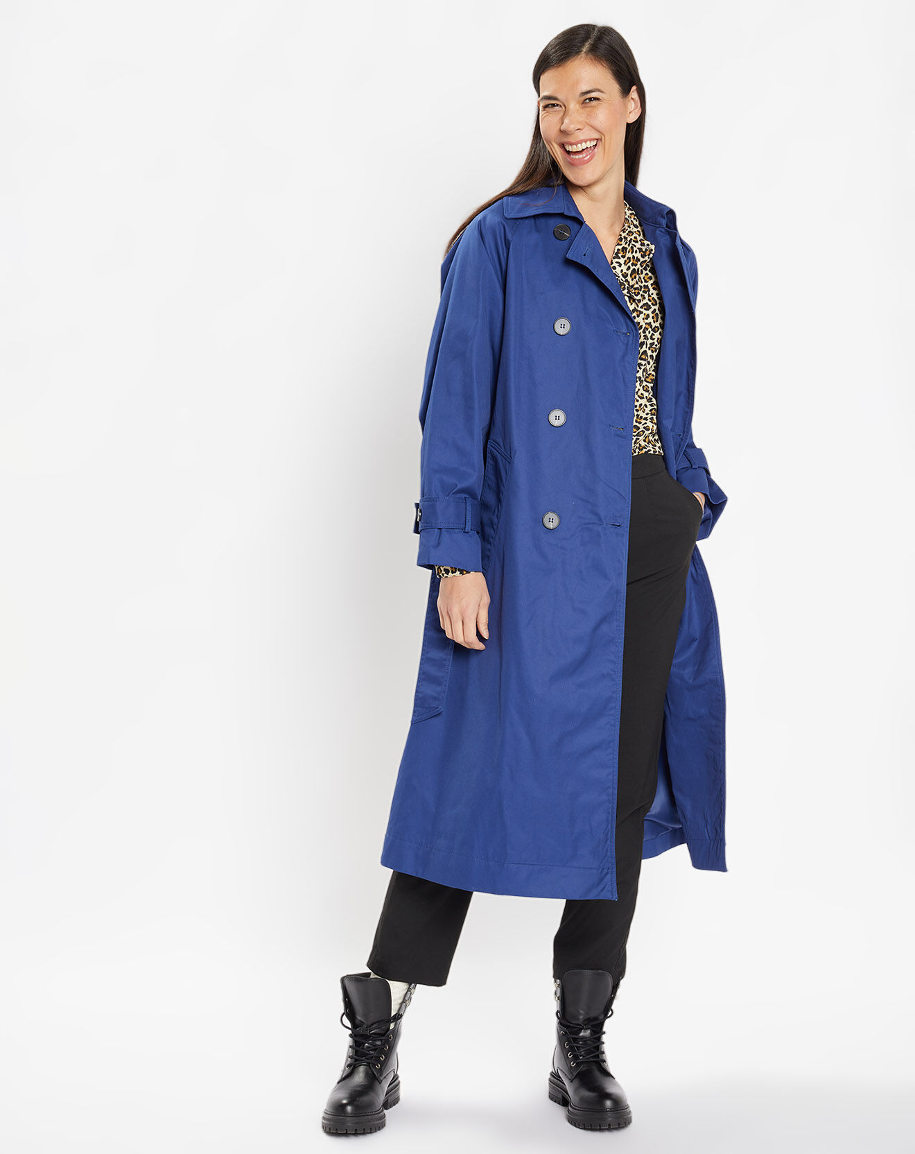 Galeries Lafayette Imperméable en Coton Bio Marius Oversize bleu