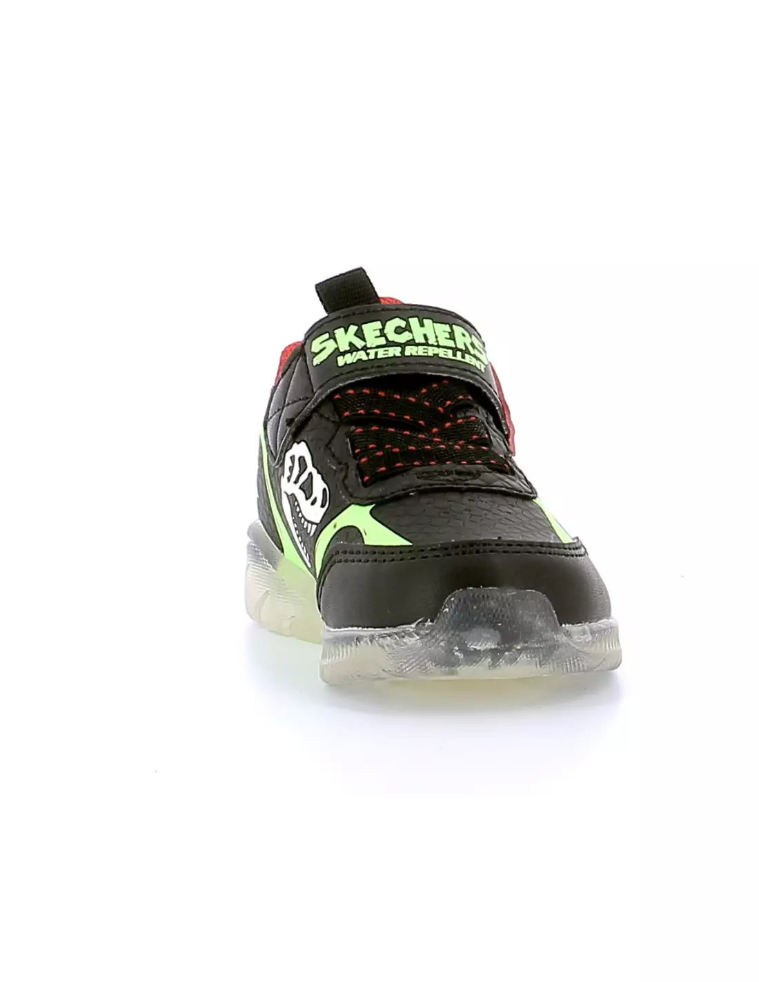SKECHERS S LIGHTS ILLUMI BRIGHTS DINO GLO - Baskets BLACK&LIMESYNTHETIC/REDTRIM